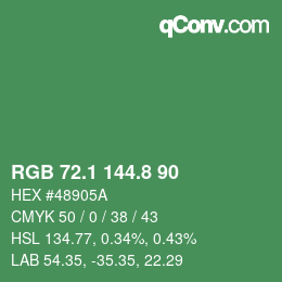 カラーコード: RGB 72.1 144.8 90 | qconv.com