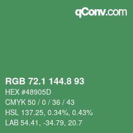 カラーコード: RGB 72.1 144.8 93 | qconv.com