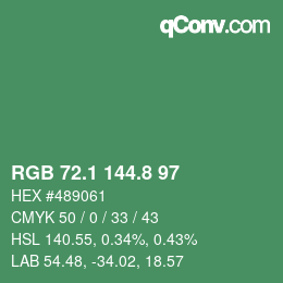 カラーコード: RGB 72.1 144.8 97 | qconv.com