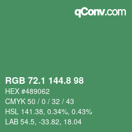 カラーコード: RGB 72.1 144.8 98 | qconv.com