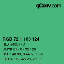 カラーコード: RGB 72.1 183 124 | qconv.com
