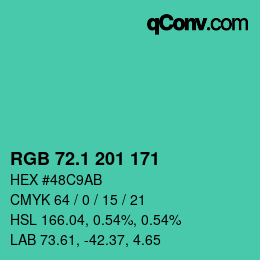 カラーコード: RGB 72.1 201 171 | qconv.com