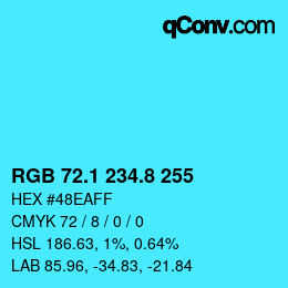 Color code: RGB 72.1 234.8 255 | qconv.com