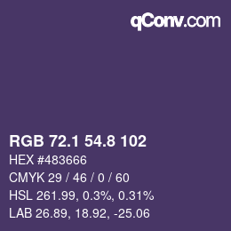 Color code: RGB 72.1 54.8 102 | qconv.com