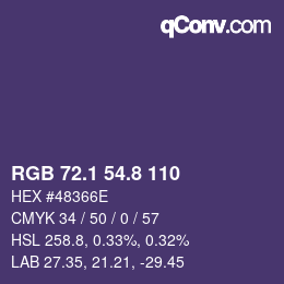 カラーコード: RGB 72.1 54.8 110 | qconv.com