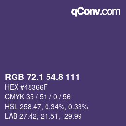 カラーコード: RGB 72.1 54.8 111 | qconv.com