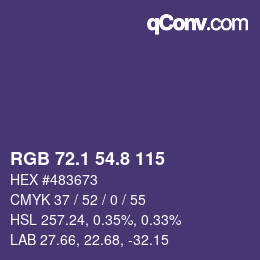 カラーコード: RGB 72.1 54.8 115 | qconv.com