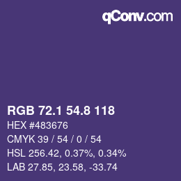 Color code: RGB 72.1 54.8 118 | qconv.com