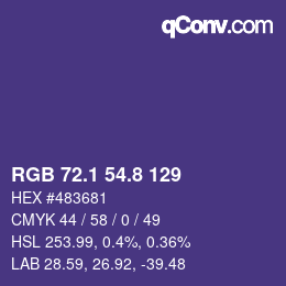 カラーコード: RGB 72.1 54.8 129 | qconv.com
