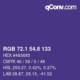 カラーコード: RGB 72.1 54.8 133 | qconv.com