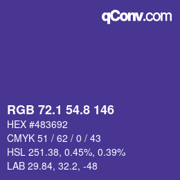 カラーコード: RGB 72.1 54.8 146 | qconv.com