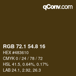 Color code: RGB 72.1 54.8 16 | qconv.com