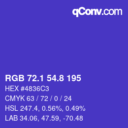 カラーコード: RGB 72.1 54.8 195 | qconv.com