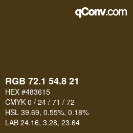 Color code: RGB 72.1 54.8 21 | qconv.com