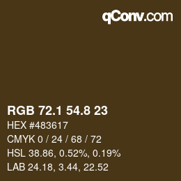 カラーコード: RGB 72.1 54.8 23 | qconv.com