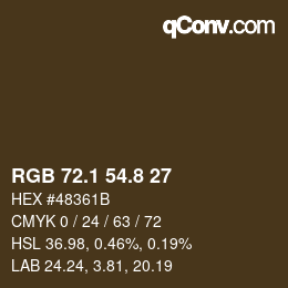 カラーコード: RGB 72.1 54.8 27 | qconv.com