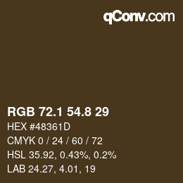 Color code: RGB 72.1 54.8 29 | qconv.com