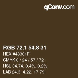 Color code: RGB 72.1 54.8 31 | qconv.com