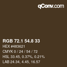 Color code: RGB 72.1 54.8 33 | qconv.com