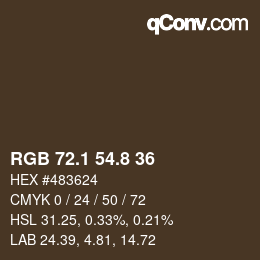 Color code: RGB 72.1 54.8 36 | qconv.com