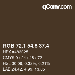 カラーコード: RGB 72.1 54.8 37.4 | qconv.com