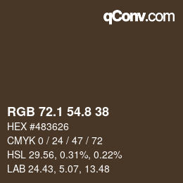 Color code: RGB 72.1 54.8 38 | qconv.com