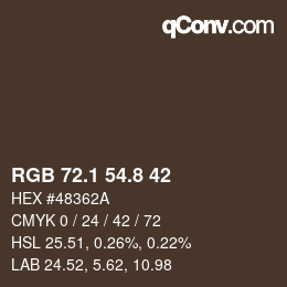 Color code: RGB 72.1 54.8 42 | qconv.com