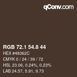 Color code: RGB 72.1 54.8 44 | qconv.com