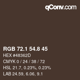 Color code: RGB 72.1 54.8 45 | qconv.com