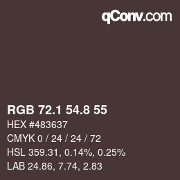 カラーコード: RGB 72.1 54.8 55 | qconv.com