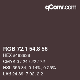 カラーコード: RGB 72.1 54.8 56 | qconv.com