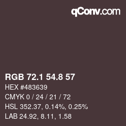 Color code: RGB 72.1 54.8 57 | qconv.com