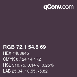Color code: RGB 72.1 54.8 69 | qconv.com