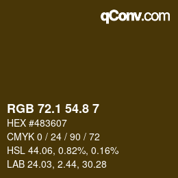 カラーコード: RGB 72.1 54.8 7 | qconv.com