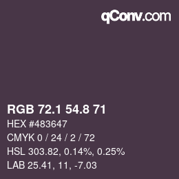 カラーコード: RGB 72.1 54.8 71 | qconv.com