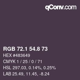 Color code: RGB 72.1 54.8 73 | qconv.com