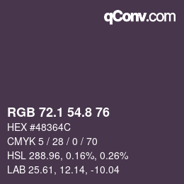 カラーコード: RGB 72.1 54.8 76 | qconv.com