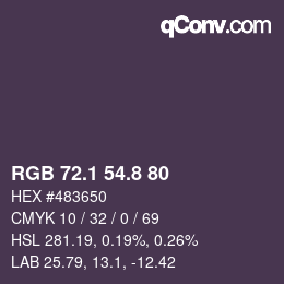 カラーコード: RGB 72.1 54.8 80 | qconv.com