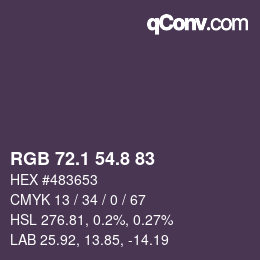 Color code: RGB 72.1 54.8 83 | qconv.com