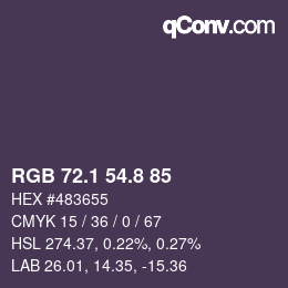 カラーコード: RGB 72.1 54.8 85 | qconv.com