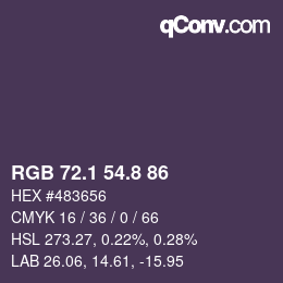Color code: RGB 72.1 54.8 86 | qconv.com