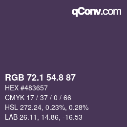 Color code: RGB 72.1 54.8 87 | qconv.com