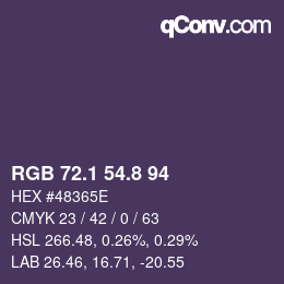 カラーコード: RGB 72.1 54.8 94 | qconv.com