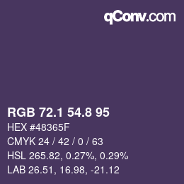 カラーコード: RGB 72.1 54.8 95 | qconv.com