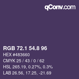 Color code: RGB 72.1 54.8 96 | qconv.com