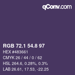 Color code: RGB 72.1 54.8 97 | qconv.com