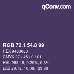 Color code: RGB 72.1 54.8 99 | qconv.com