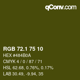 カラーコード: RGB 72.1 75 10 | qconv.com