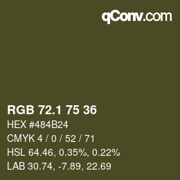 カラーコード: RGB 72.1 75 36 | qconv.com
