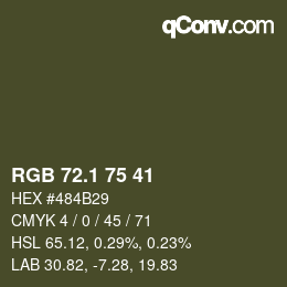 カラーコード: RGB 72.1 75 41 | qconv.com